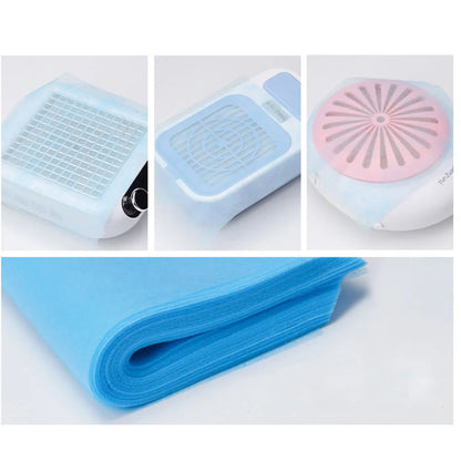 100pcs Disposable Nail Art Vacuum Dust Collector Filter Paper – Pink, Blue & White Manicure Machine Accessories