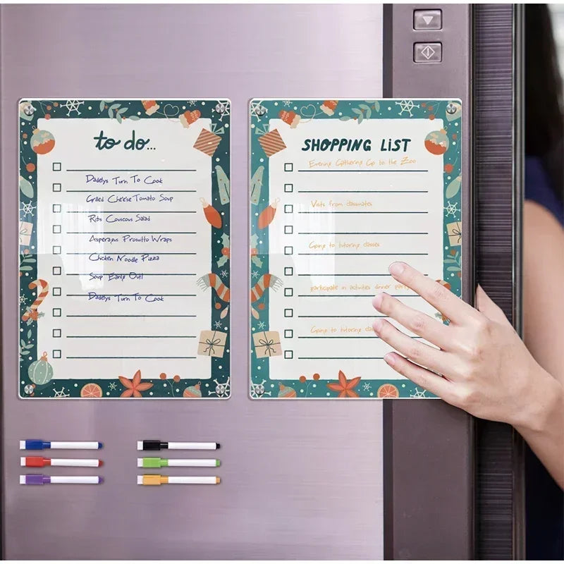 Magnetic Fridge Calendar & Weekly Planner – Reusable Transparent Dry Erase Board for Schedule, Menu & Notes