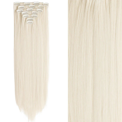 Women’s 7Pcs Hair Extensions with 16 Clips – Natural Black Straight Ombre Hairpiece