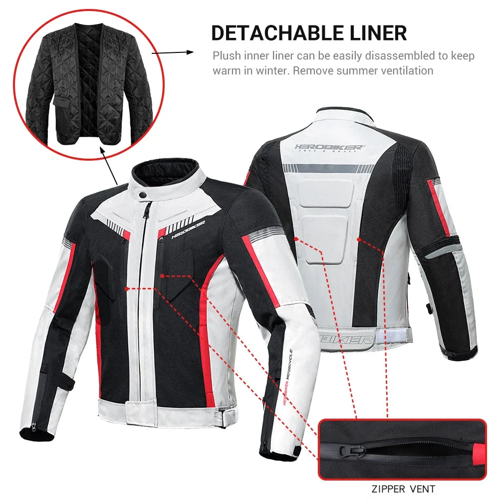 HEROBIKER Waterproof Motorcycle Jacket - Men’s Racing Riding Gear With EVA Protection Moto Pants Clothing Set