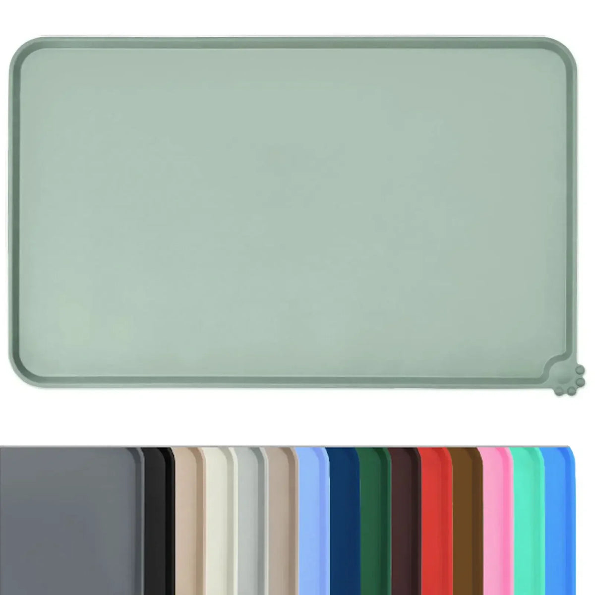 Waterproof Silicone Pet Food Mat – Non-Slip High-Lipped Feeding Bowl Mat for Cats & Dogs, Non-Stick Floor Protector Pad