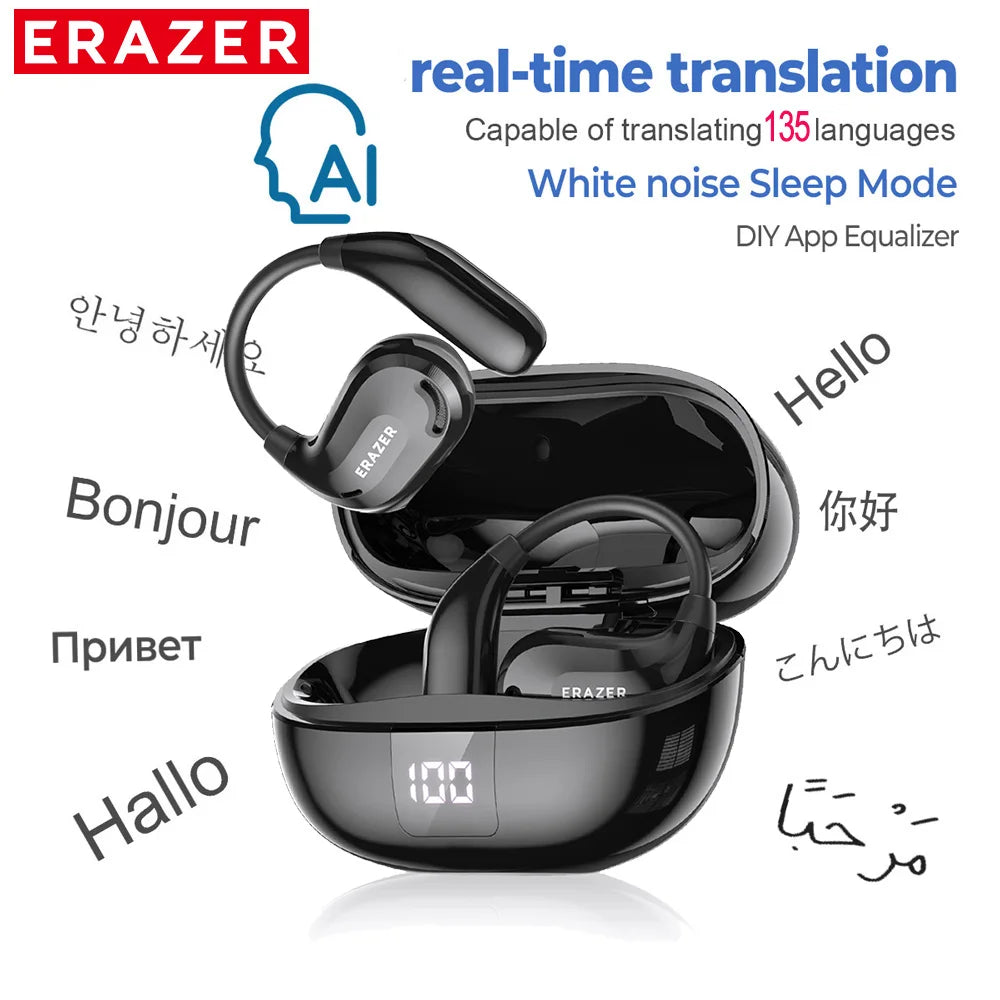ERAZER XT66PRO Bluetooth Earphones – ASMR Headsets, DIY App, AI Translator, Wireless Earbuds with 13-Hour Battery Life & Display