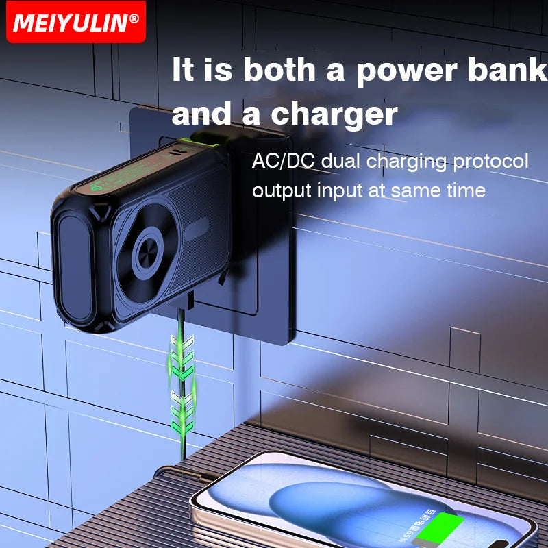 Magnetic Wireless Power Bank 20000mAh - Large Capacity Fast Charger with AC Plug, External Spare Battery for iPhone