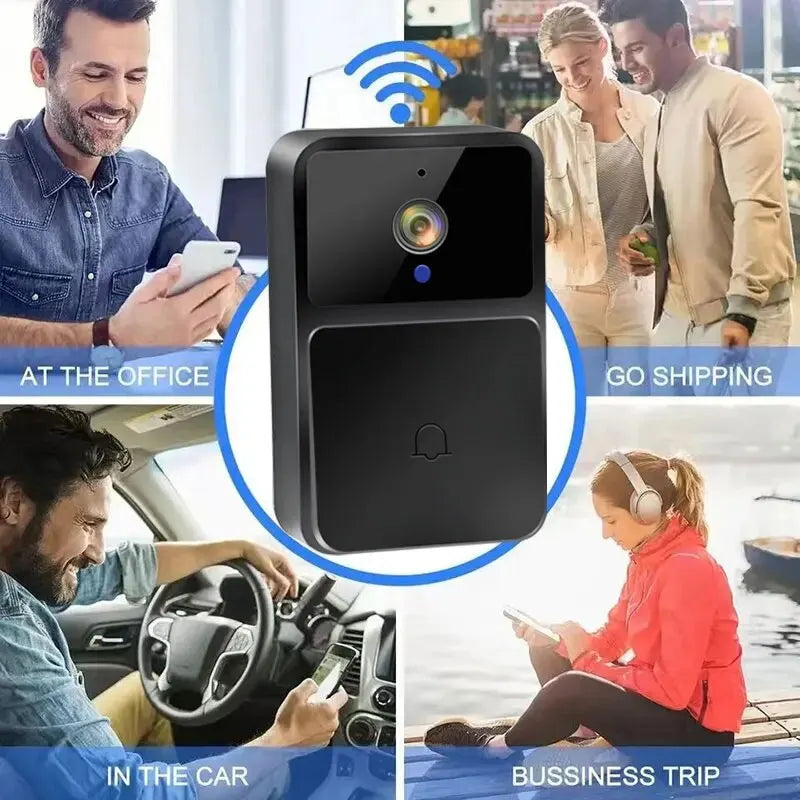 WiFi Video Doorbell Camera – HD Night Vision, Wireless Smart Home Security, Battery-Powered, Two-Way Intercom with Voice Changer