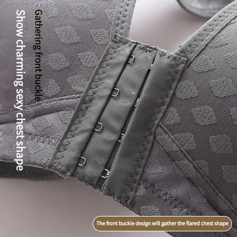 Front Button Sexy Brassiere - Anti-Sagging Gathered Design, No Steel Ring, Large Size Thin Section Underwear Bra for Ladies