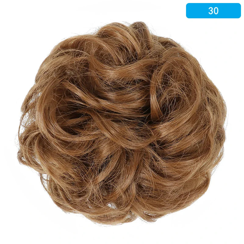 AZQUEEN Messy Bun Hair Extension – Synthetic Curly Wave Chignon Scrunchie, Elastic Band Updo Hairpiece for Women