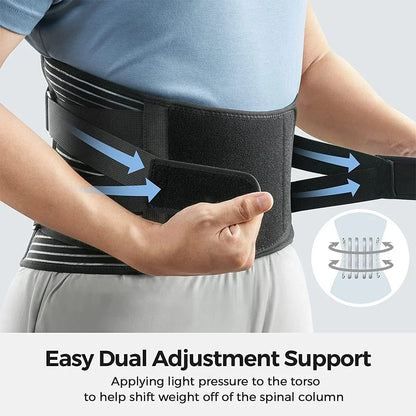 Tcare Sports Lower Back Brace with 6 Stays – Breathable Lumbar Support Belt for Pain Relief, Work Support & Anti-Skid Stability Strap