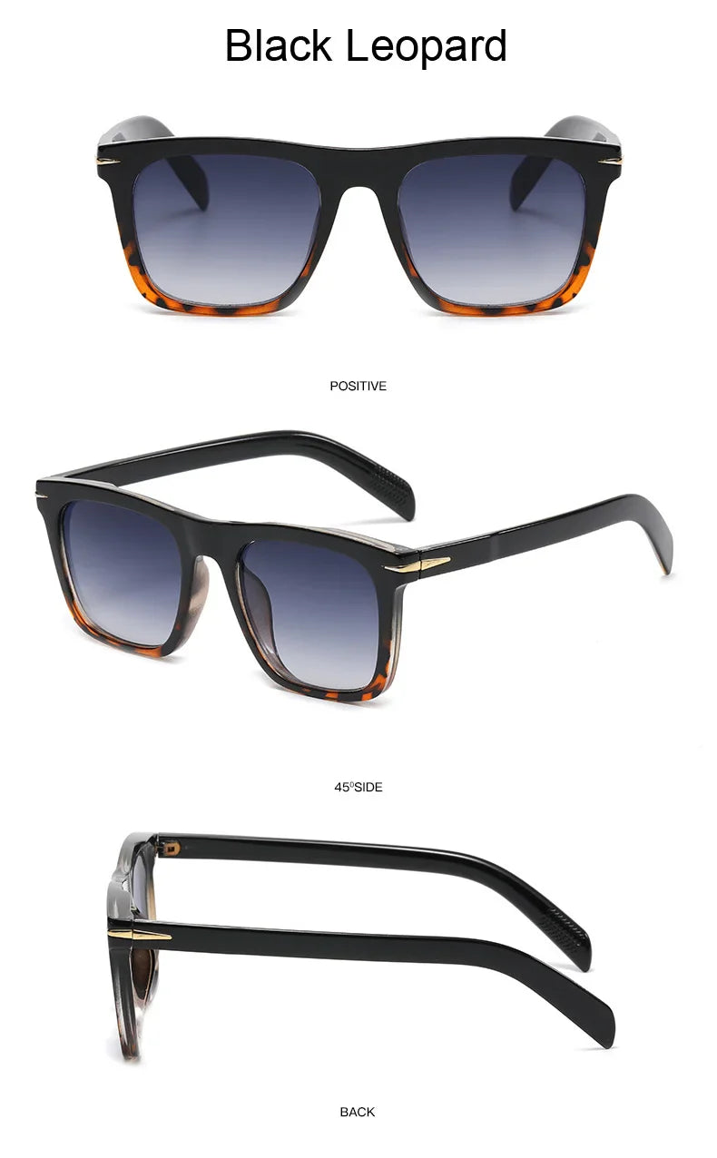 Vintage Square Sunglasses for Men – Classic Retro Gradient Designer Shades