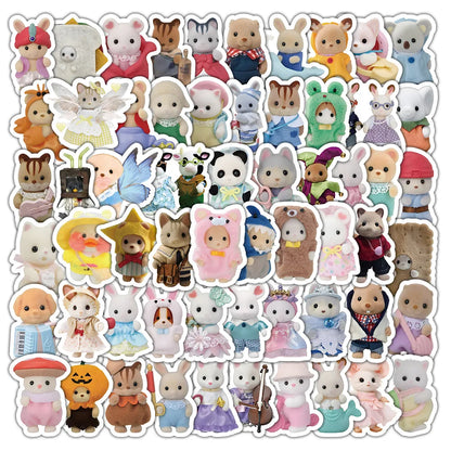 100/200pcs Calico Critters Stickers — Waterproof Cartoon Decals for Laptops, Scrapbooks, Skateboards & Kids’ Decor