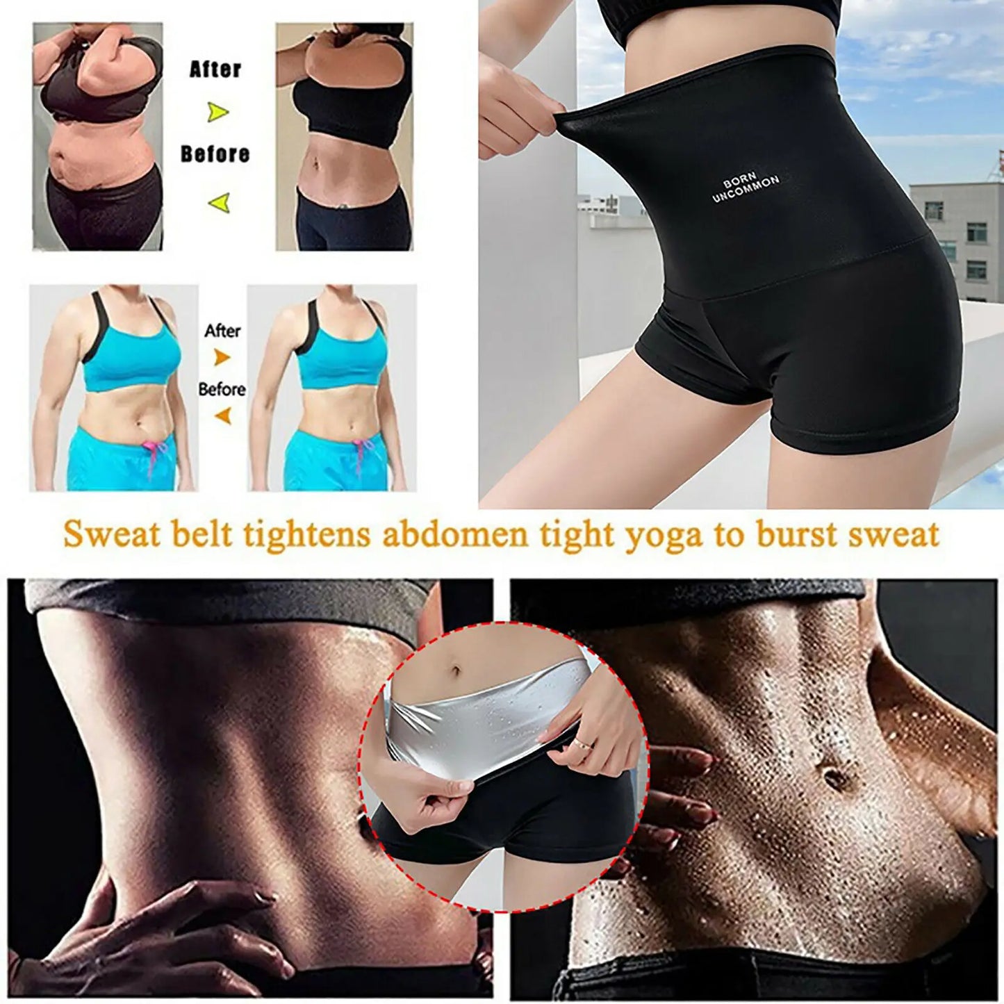 Women’s Sauna Sweat Pants – Thermo Leggings, Waist Slimming Body Shaper Shorts for Fitness & Fat Control