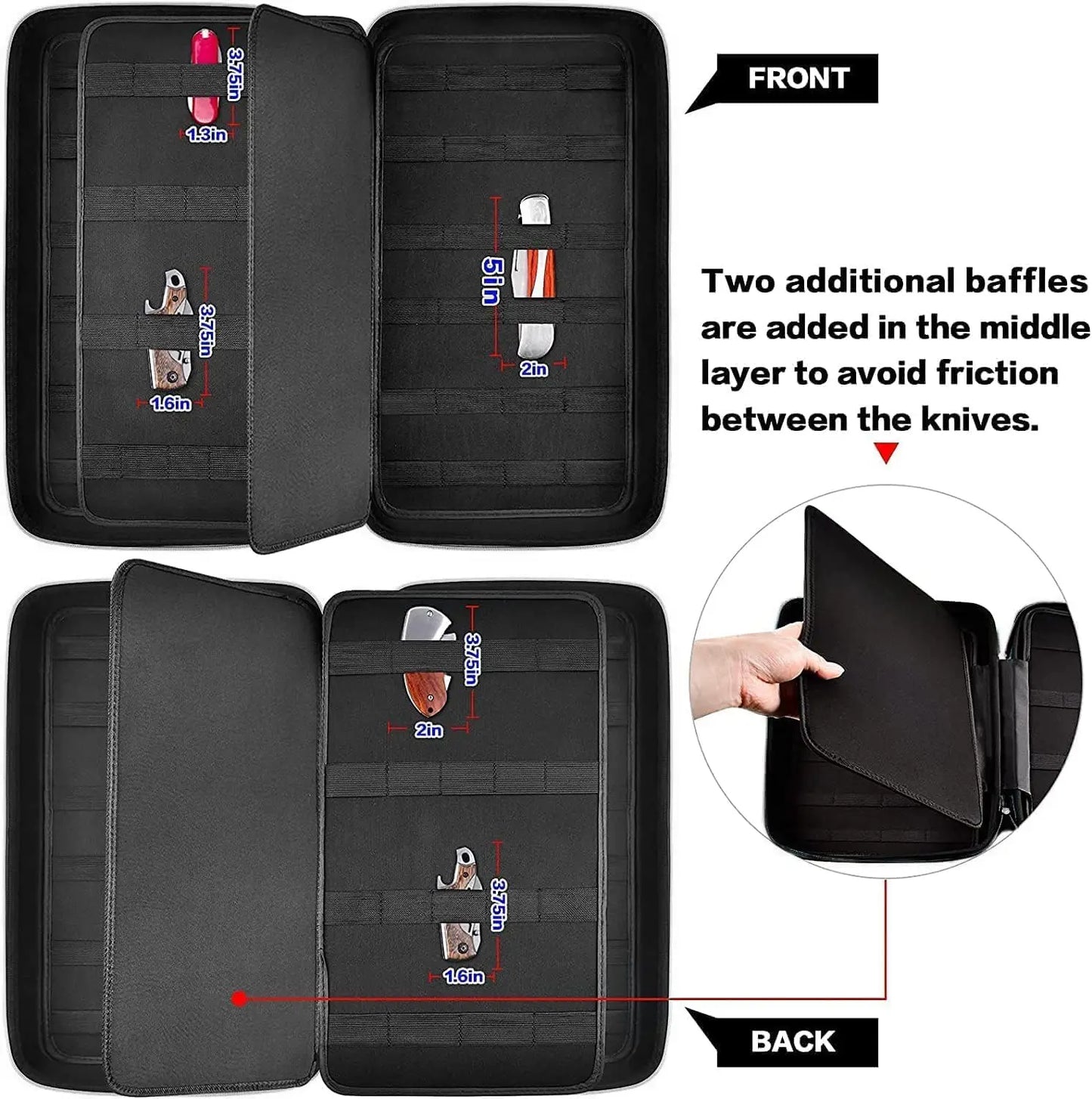 Pocket Knife Storage Case - Folding Knife Collection Organizer Roll for 66+ Knives