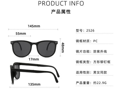 UV400 Polarized Folding Sunglasses – Anti-UV Oval Frame for Men & Women