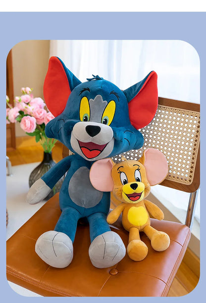 35/45/65cm Cute Cat & Mouse Plush Doll — Large Tom & Jerry Cartoon Stuffed Toy, Children's Soothing Companion Gift