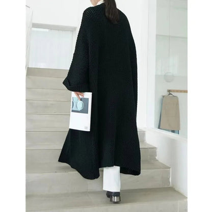 Thick Loose Long Cardigan Sweater Coat – Long Sleeve Warm Knit Outerwear, V-Neck Casual Office Jacket for Women, Fall & Winter