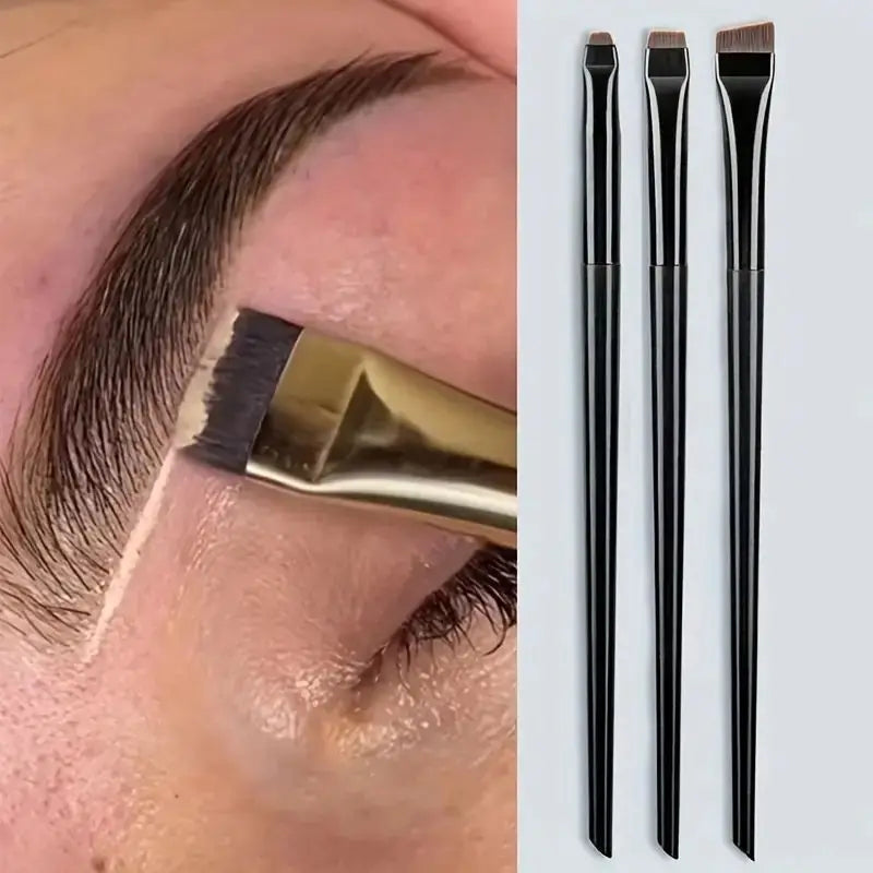 3-Piece Eyeliner & Eyebrow Brush Set — Ultra-Fine & Flat Tips for Precise, High-Quality Makeup Application