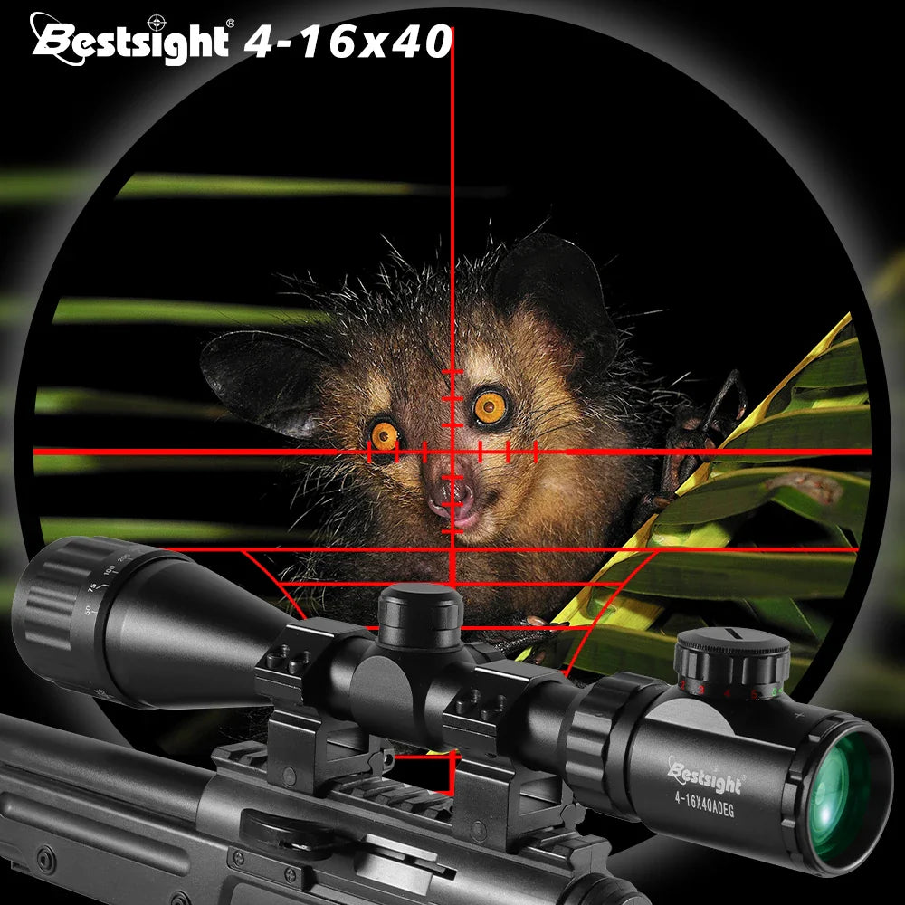 4-16x40 AOE Hunting Riflescope — Red & Green Illuminated Dot Scope for Airsoft & Sniper Rifles