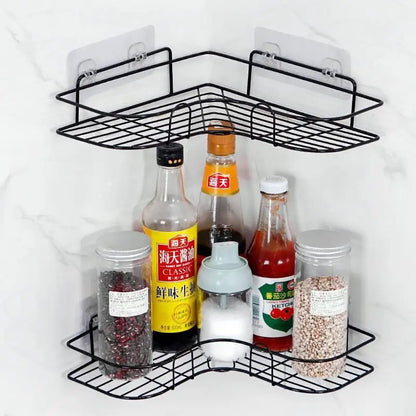 Non-Perforated Triangle Bathroom Shelf - Wall Mounted Storage for Toilet, Washbasin, and Bathroom Supplies