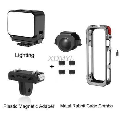 Aluminum Alloy Protective Cage for Insta360 X5 – Camera Frame with Silicone Lens Cover & 1/4" Cold Shoe