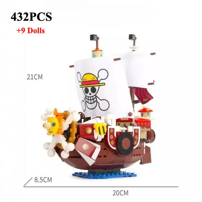 One Piece Thousand Sunny Boat Building Blocks – 1484/432pcs Cartoon Pirate Ship Toy Set for Kids Christmas Gifts