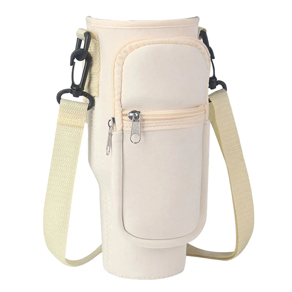Portable Water Bottle Carrier Bag – Neoprene Holder with Phone Pocket for Stanley 40oz Tumbler with Handle