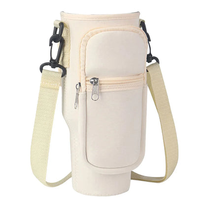 Portable Water Bottle Carrier Bag – Neoprene Holder with Phone Pocket for Stanley 40oz Tumbler with Handle