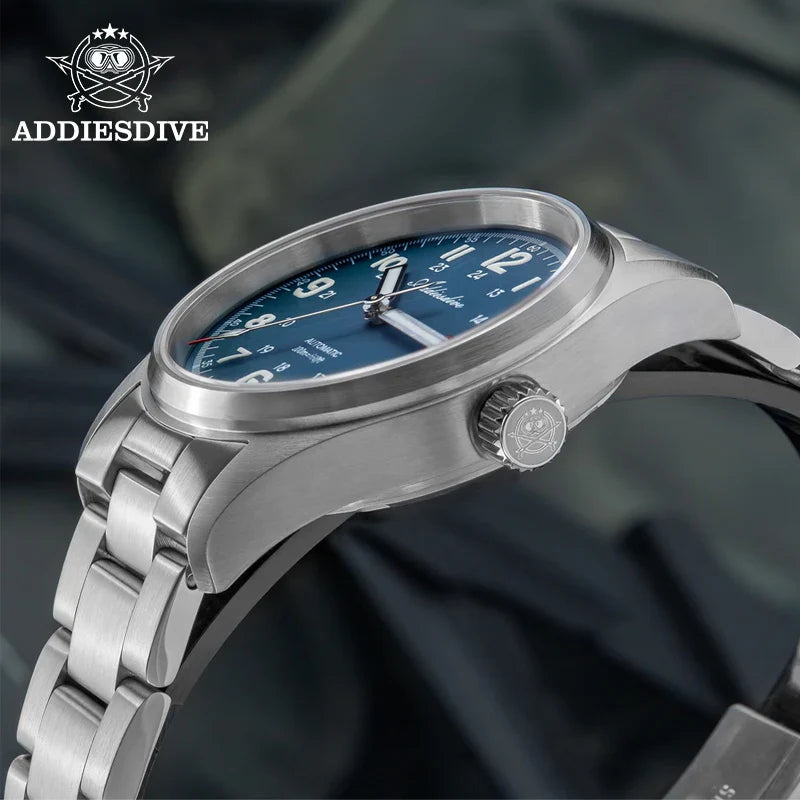 ADDIESDIVE AD2070 Men’s Automatic Mechanical Watch – Sapphire Crystal, 20Bar Waterproof, Super Luminous Stainless Steel
