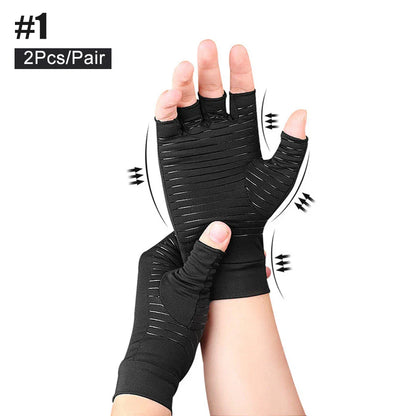 Copper Arthritis Compression Gloves – Fingerless Hand Support for Pain Relief, Swelling & Carpal Tunnel