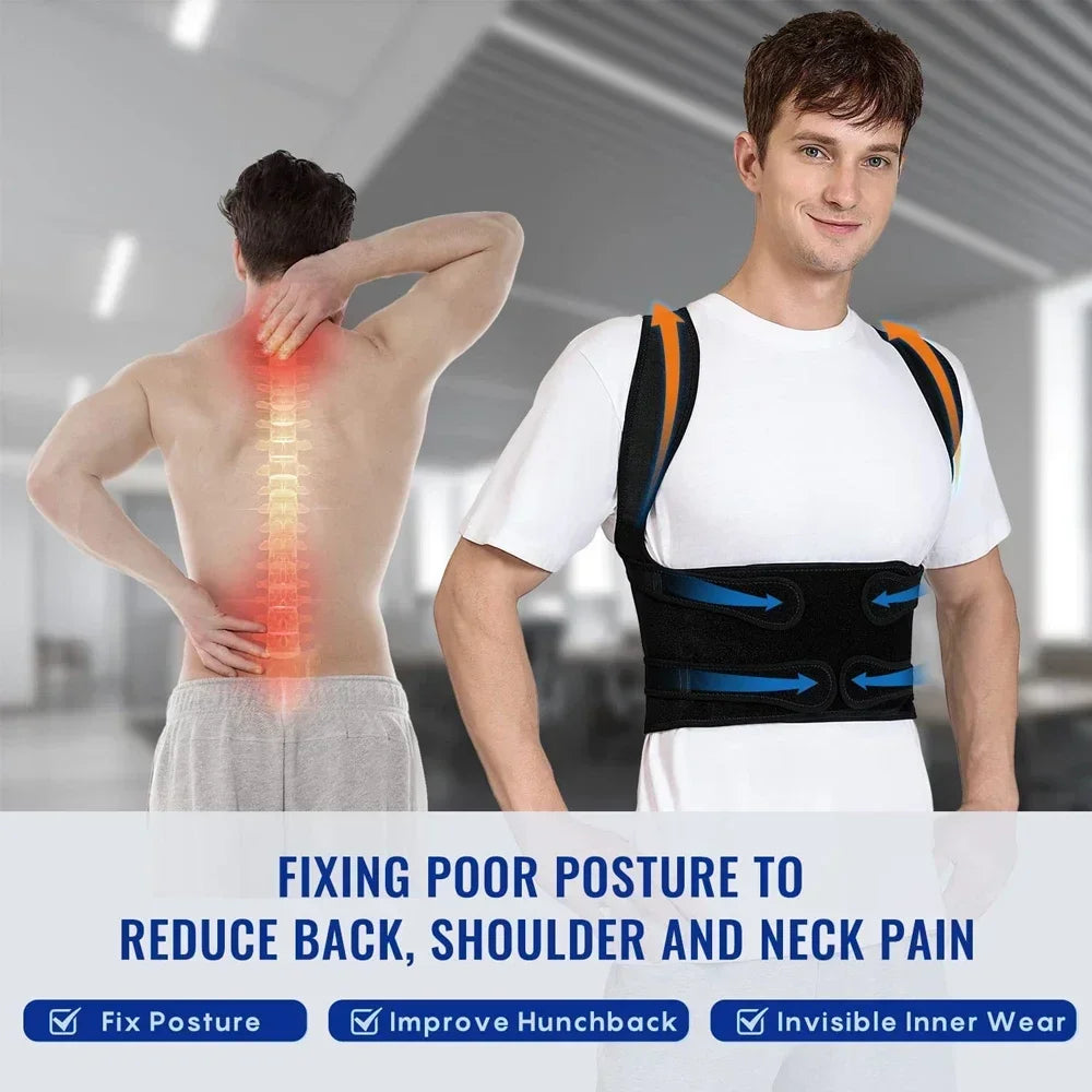Adjustable Posture Corrector Back Brace – Orthopedic Spinal Support for Men & Women, Comfortable Upper Back Strap