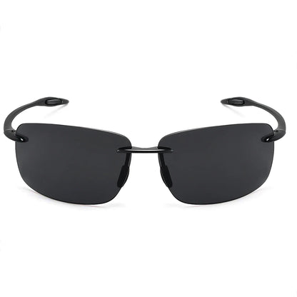 JULI Polarized Classic Sports Rimless Sunglasses – Ultralight Rectangle Frame for Men, Ideal for Fishing, Driving, UV400 Protection, Model MJ8009