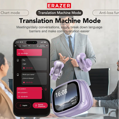 ERAZER XF28 Bluetooth V6.0 Translator Earbuds — True Wireless Open-Ear Earphones for Travel, Office & ASMR with Translation App