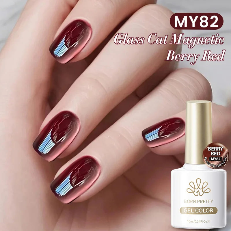BORN PRETTY Cat Magnetic Gel Nail Polish 117 Colors 10ml Full Coverage Semi-Permanent Soak-Off Nail Varnish for Salon Manicure Glitter Cat Eye Nails