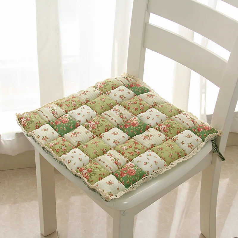 Non-Slip Office Chair Cushion – Pastoral Style Cotton Stool Pad, Breathable & Portable, Home Garden Decorative Gift