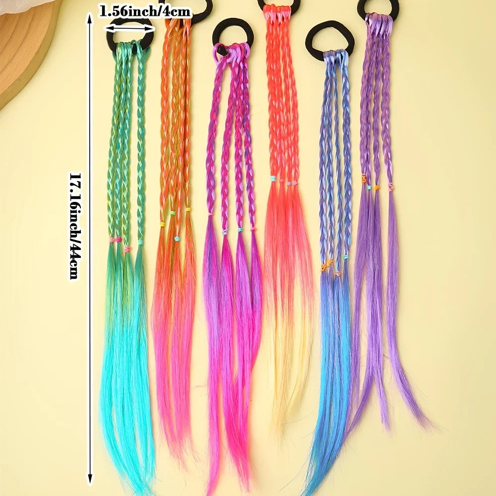 6-Piece Bohemian Wig Braid Hair Ties - Multicolor Sweet Hair Accessories for Girls