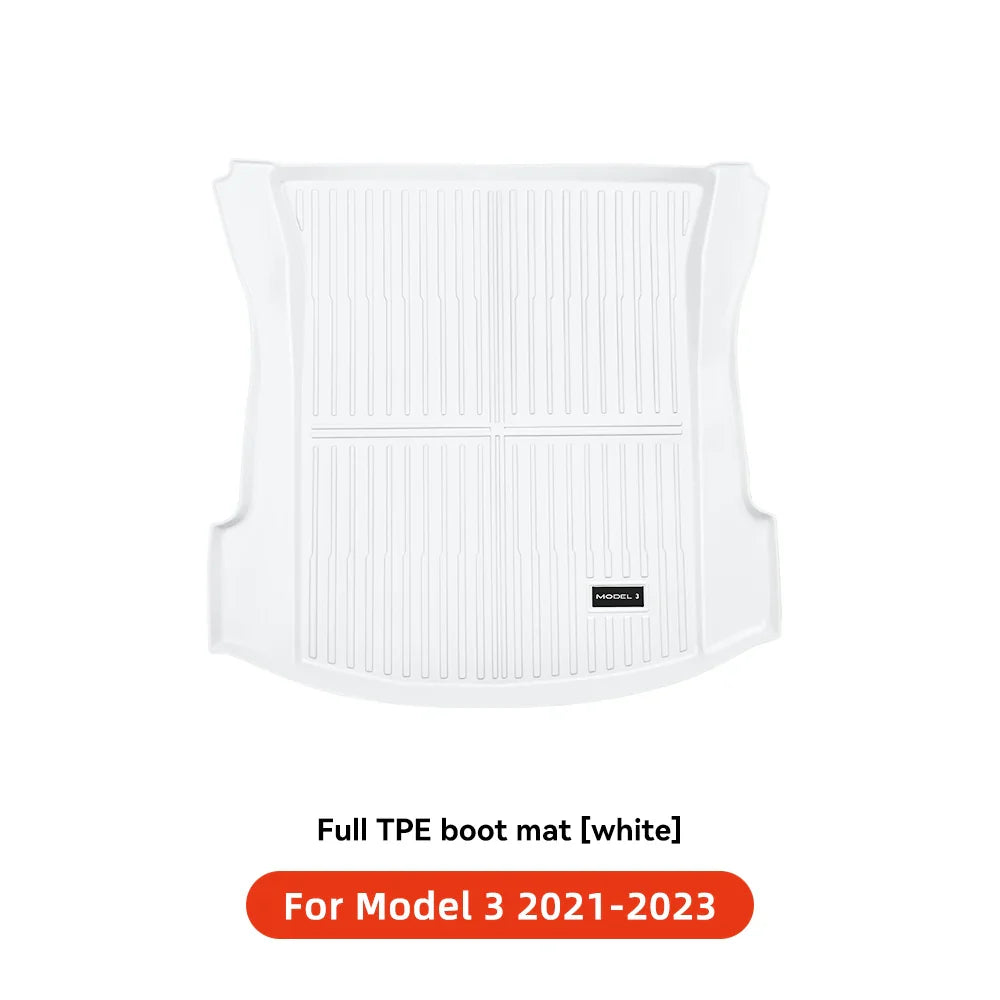 YZ TPE White Foot Pad — Fully-Surrounded Floor Liner for Tesla Model 3 & Model Y (2021–2025) | Waterproof, Non-Slip