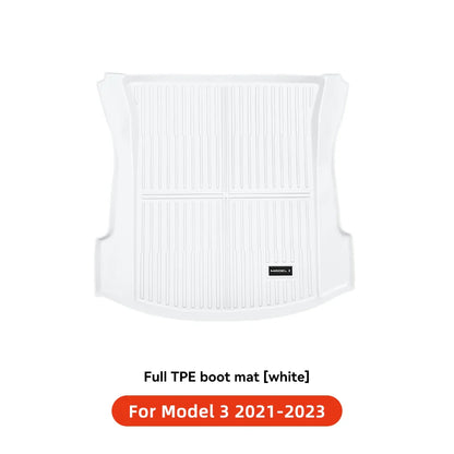 YZ TPE White Foot Pad — Fully-Surrounded Floor Liner for Tesla Model 3 & Model Y (2021–2025) | Waterproof, Non-Slip