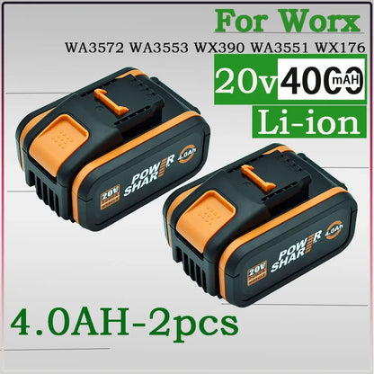 20V 4.0Ah Rechargeable Lithium Battery for WORX – Compatible with WA3553, WA3551, WA3553.1, WA3570, Electric & Garden Tools