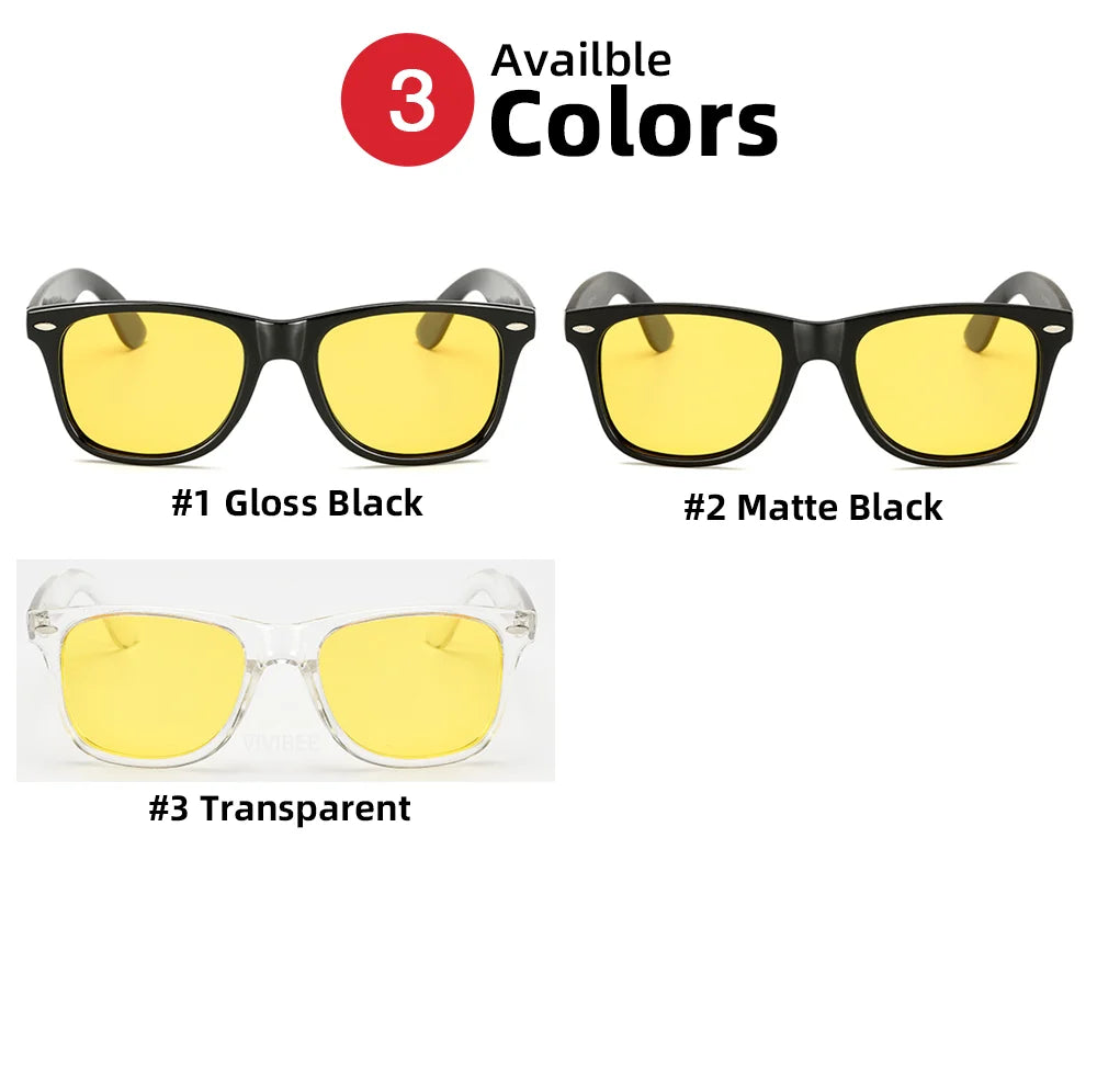 VIVIBEE Classic Night Vision Glasses — Square Polarized UV400 Yellow Lenses for Men & Women, Driving Sunglasses 2025
