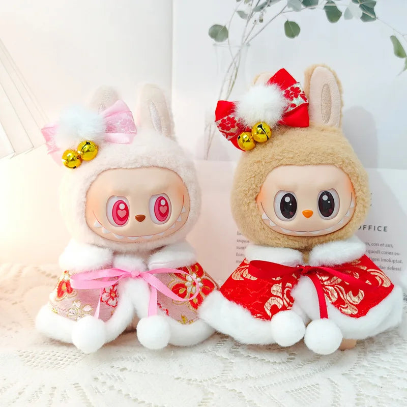 17cm Mini Plush Doll Clothes — Outfit Accessories for Labubu V1 & V2, Christmas Cookie Man Sweater Hat, New Year Gift