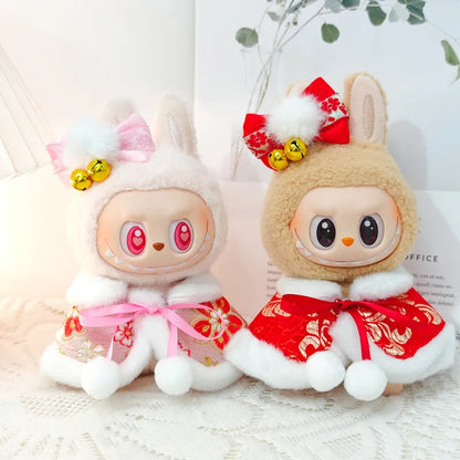 17cm Mini Plush Doll Clothes — Outfit Accessories for Labubu V1 & V2, Christmas Cookie Man Sweater Hat, New Year Gift