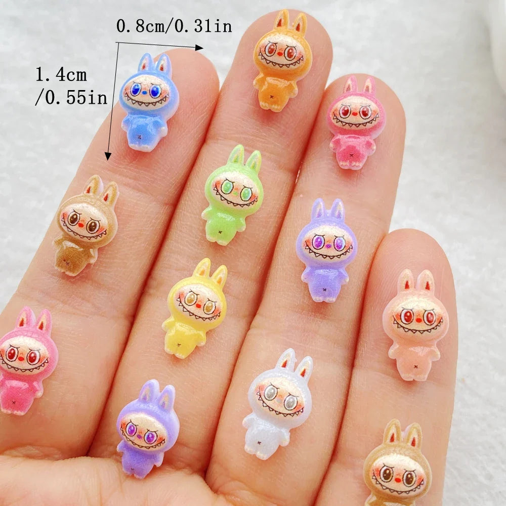 50pcs Colorful Resin Mini Cartoon Rabbit Figurines – Flatback Nail Art Rhinestones for DIY Crafts & Scrapbook Decor