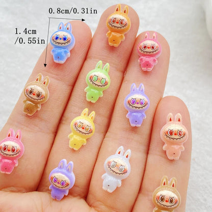 50pcs Colorful Resin Mini Cartoon Rabbit Figurines – Flatback Nail Art Rhinestones for DIY Crafts & Scrapbook Decor