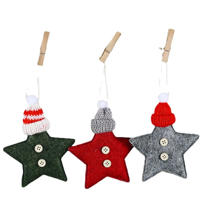 Red Star Christmas Tree Ornament – DIY Xmas Pendant New Year Party Gift Home Decor Noel Navidad
