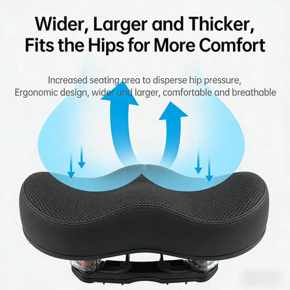 Ergonomic Bike Saddle - Thick Soft Shock-Absorbing Hollow Breathable Seat for Mountain & Road Bikes