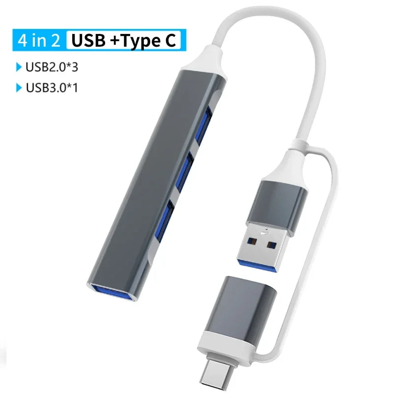 USB 3.0 Type-C Adapter Docking Station – Multi-Hub Splitter with USB 2.0 Port, TF/SD Card Reader, Audio Output for MacBook Pro, Computer
