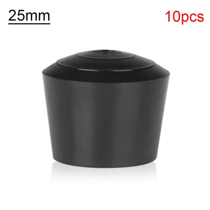 10pcs Black Round Chair Leg Caps - Non-Slip Rubber Furniture Foot Covers & Floor Protector Pads