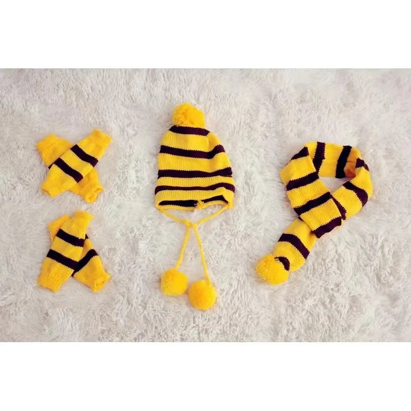 Winter Knitted Pet Accessories Set – Striped Hat, Scarf & Socks for Small Dogs, Puppies & Cats