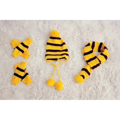 Winter Knitted Pet Accessories Set – Striped Hat, Scarf & Socks for Small Dogs, Puppies & Cats