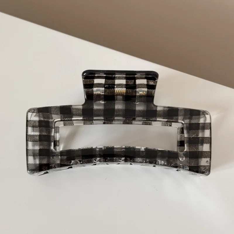 Leopard Print Acrylic Hair Grab Clip | Large Arc Cross Square Geometric Shark Clip for Women
