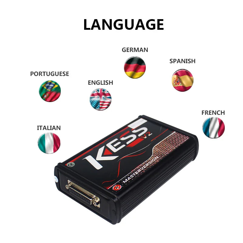 Online Unlimited KESS 2.80 EU Red & KTAG V7.020 OBD2 ECU Chip Tuning Tools – 4 LED Programmer with Version 5.017 Software