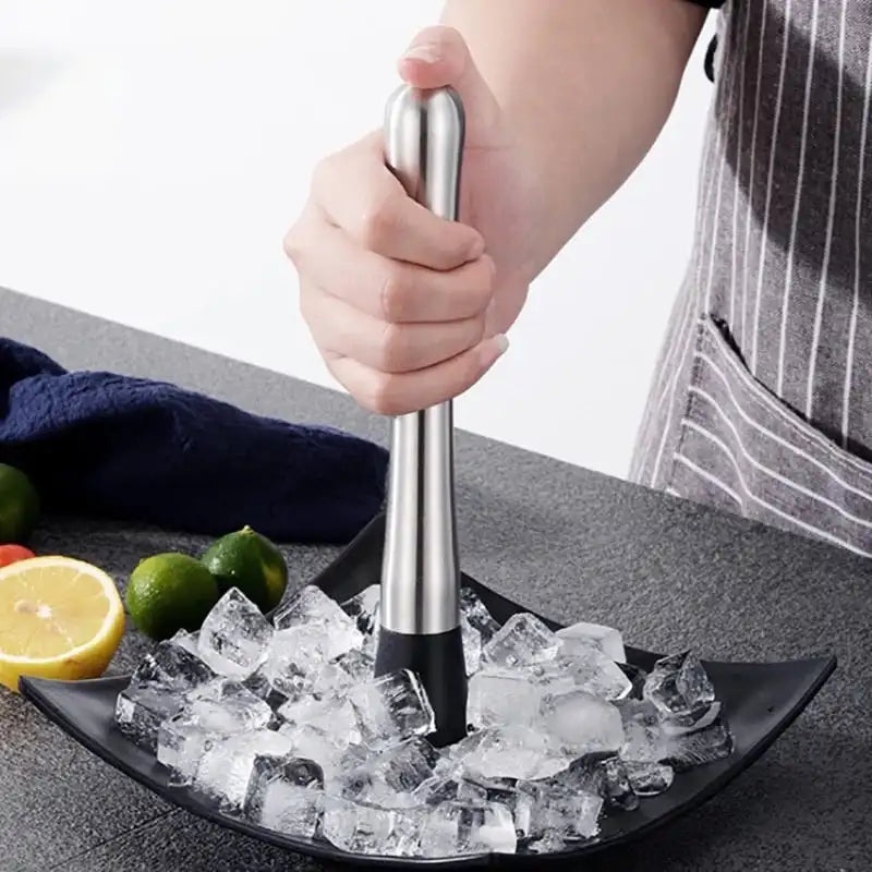 Multifunction Stainless Steel Ice Hammer - Crushed Ice, Popsicle Sticks, and Cocktail Ice Cube Crusher - Fruit Muddle Pestles Bar Tool